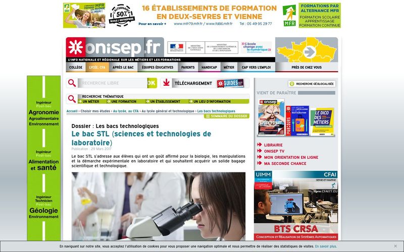 Le bac STL (sciences et technologies de laboratoire) - Onisep